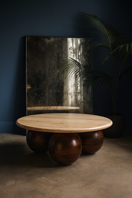 Chloe Travertine Top Coffee Table
