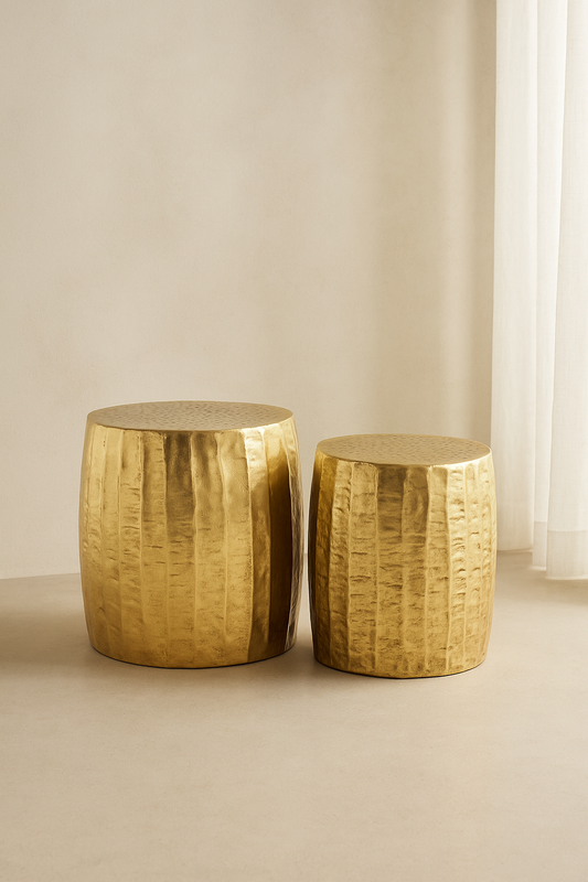 Josiah Antique Brass Finish Side Tables - Set of 2