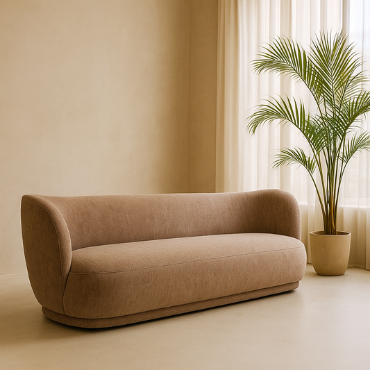 Ariselle Curved Three Seater Sofa - Deep Stone Chenille