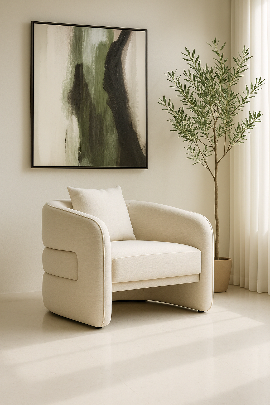 Bella Curved Chair - Cream