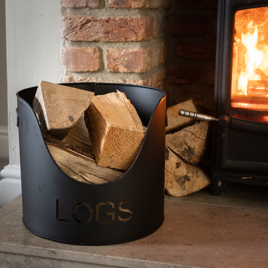 Dahlia Logs And Kindling Buckets & Matchstick Holder - Black
