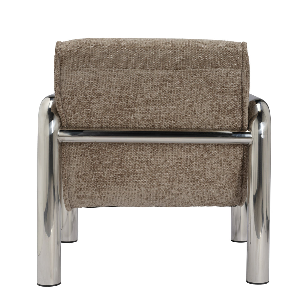 Chair with brown fabric seat and backrest on a white background