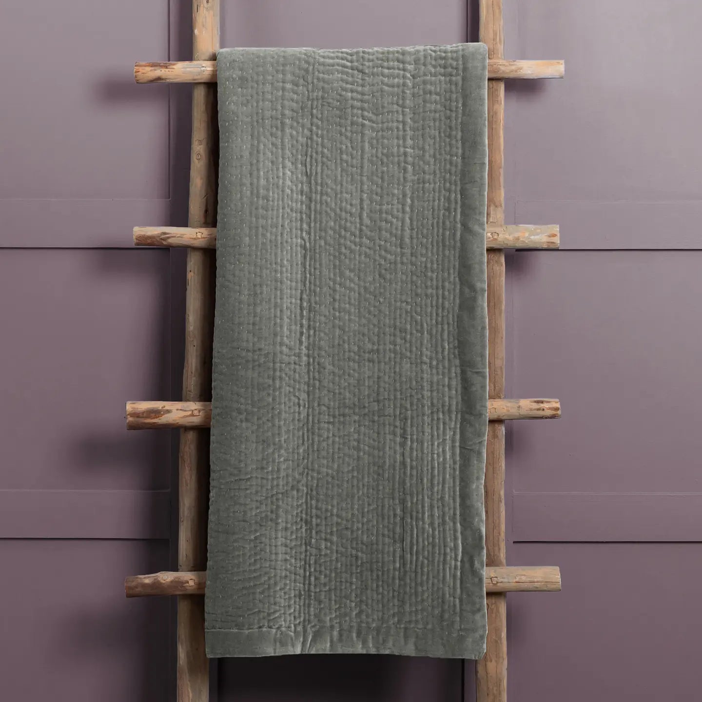 Haze Velvet Quilted Throw Steel