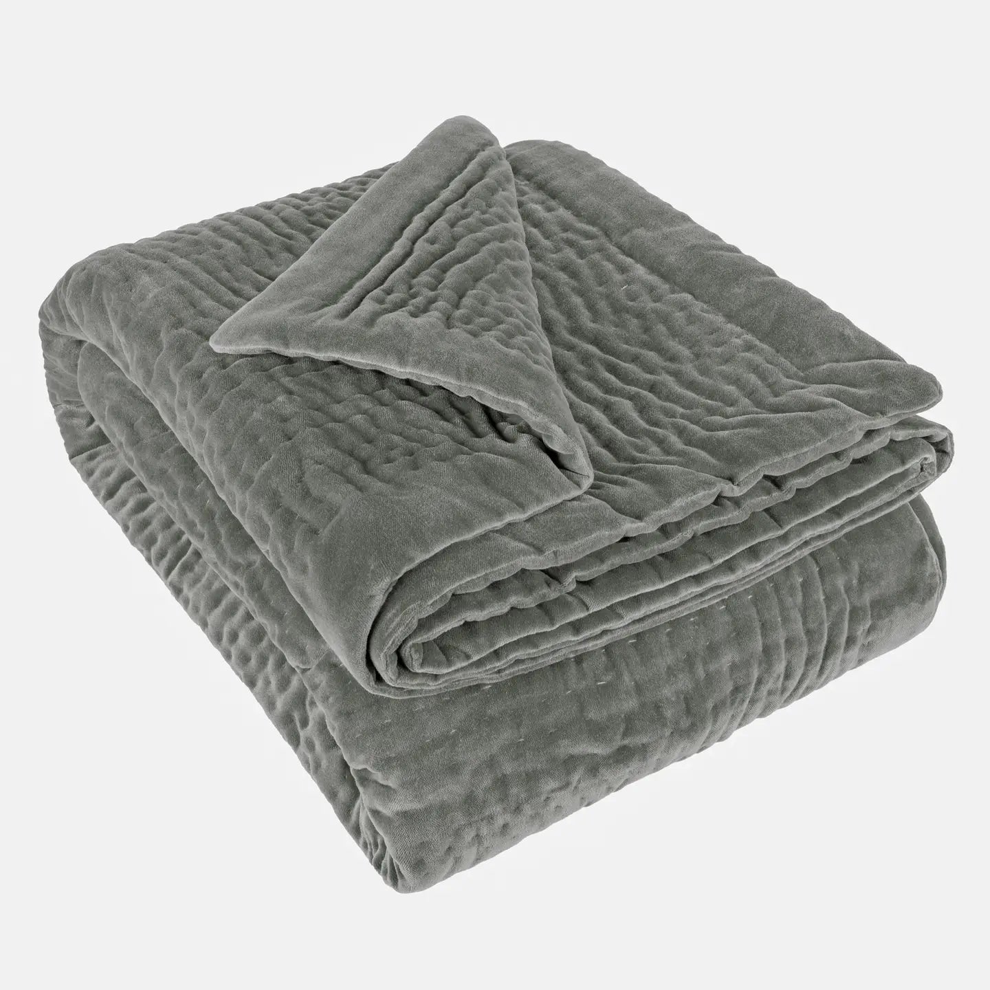 Haze Velvet Quilted Throw Steel