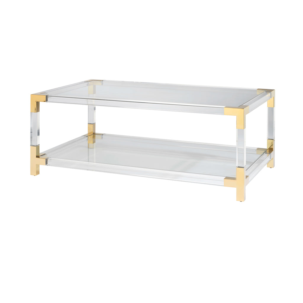 Ellery Coffee Table - Clear Acrylic & Brass