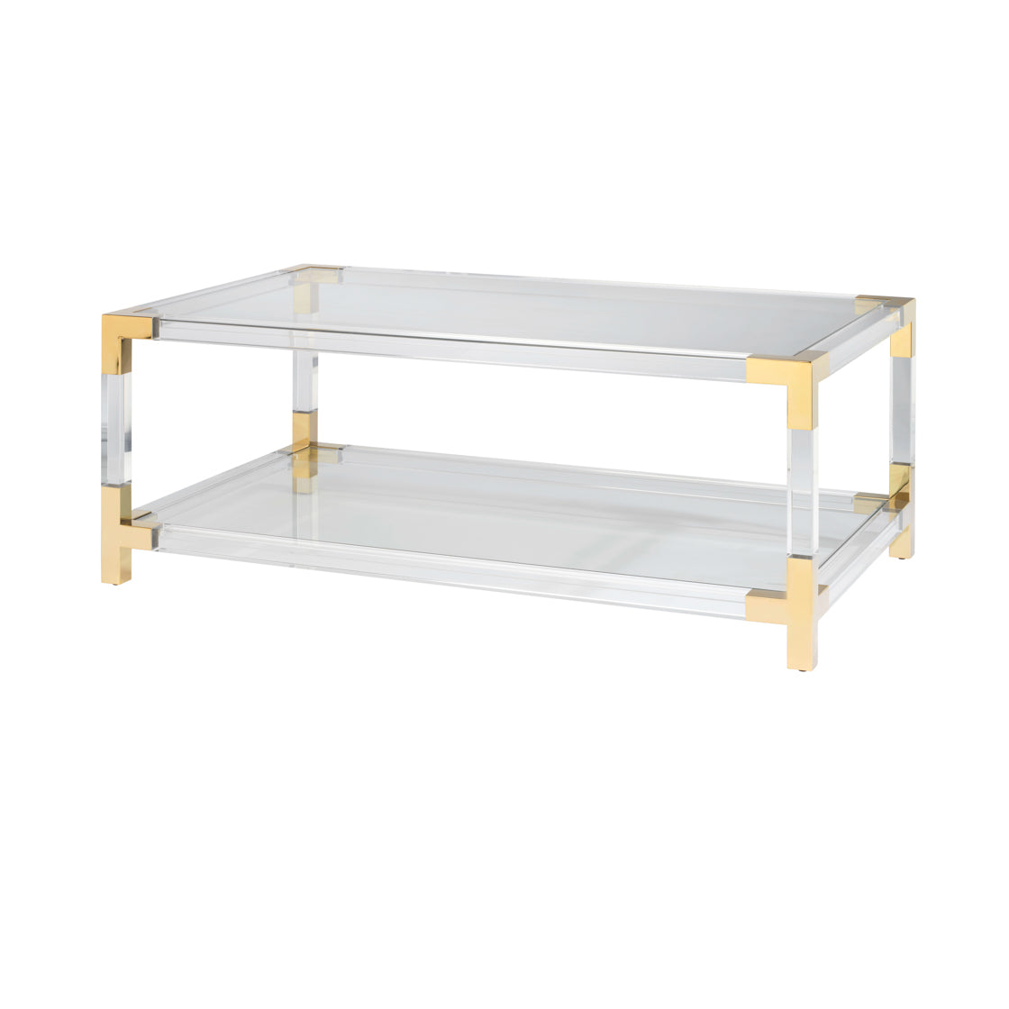 Ellery Coffee Table - Clear Acrylic & Brass