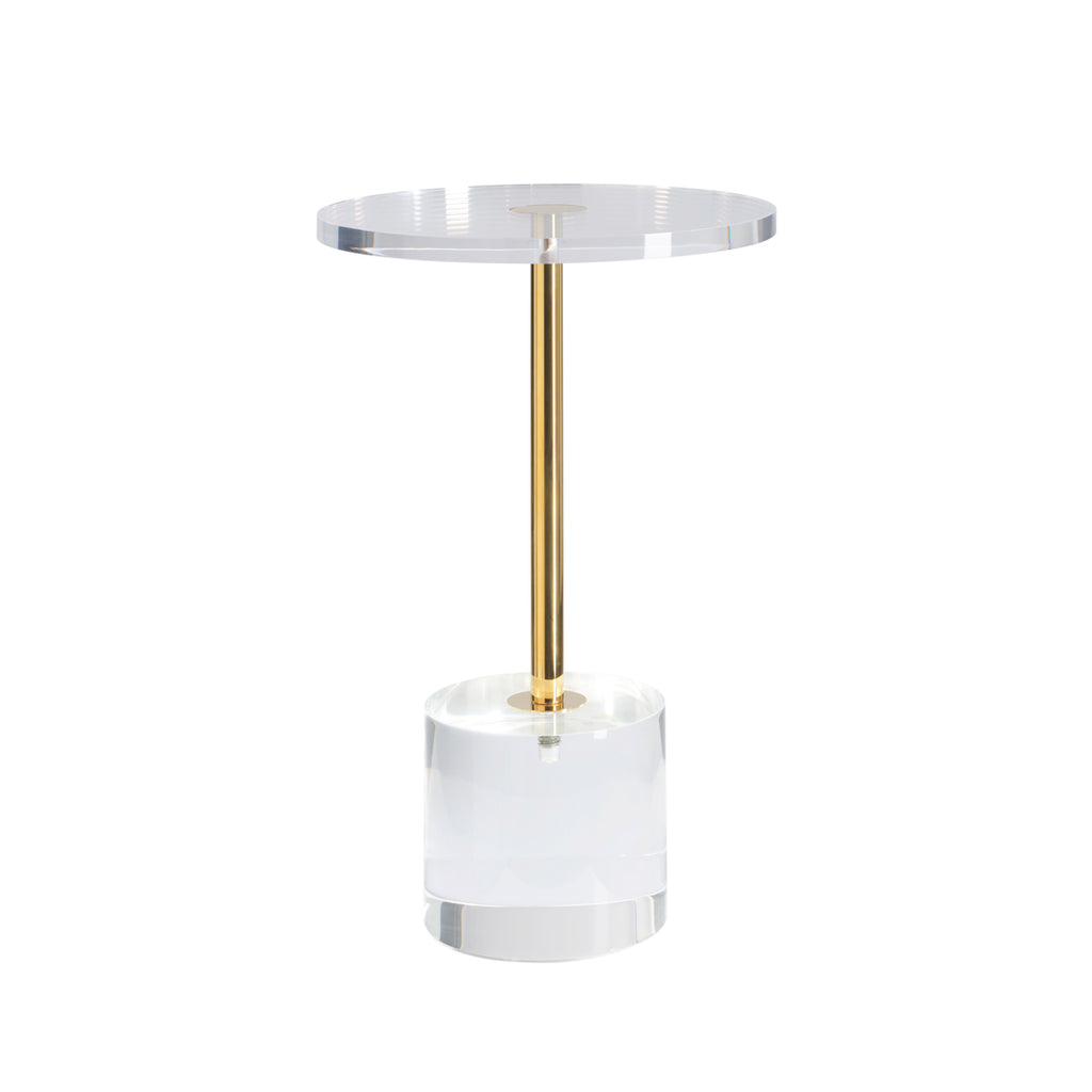 Zelia Side Table - Clear Acrylic & Brass