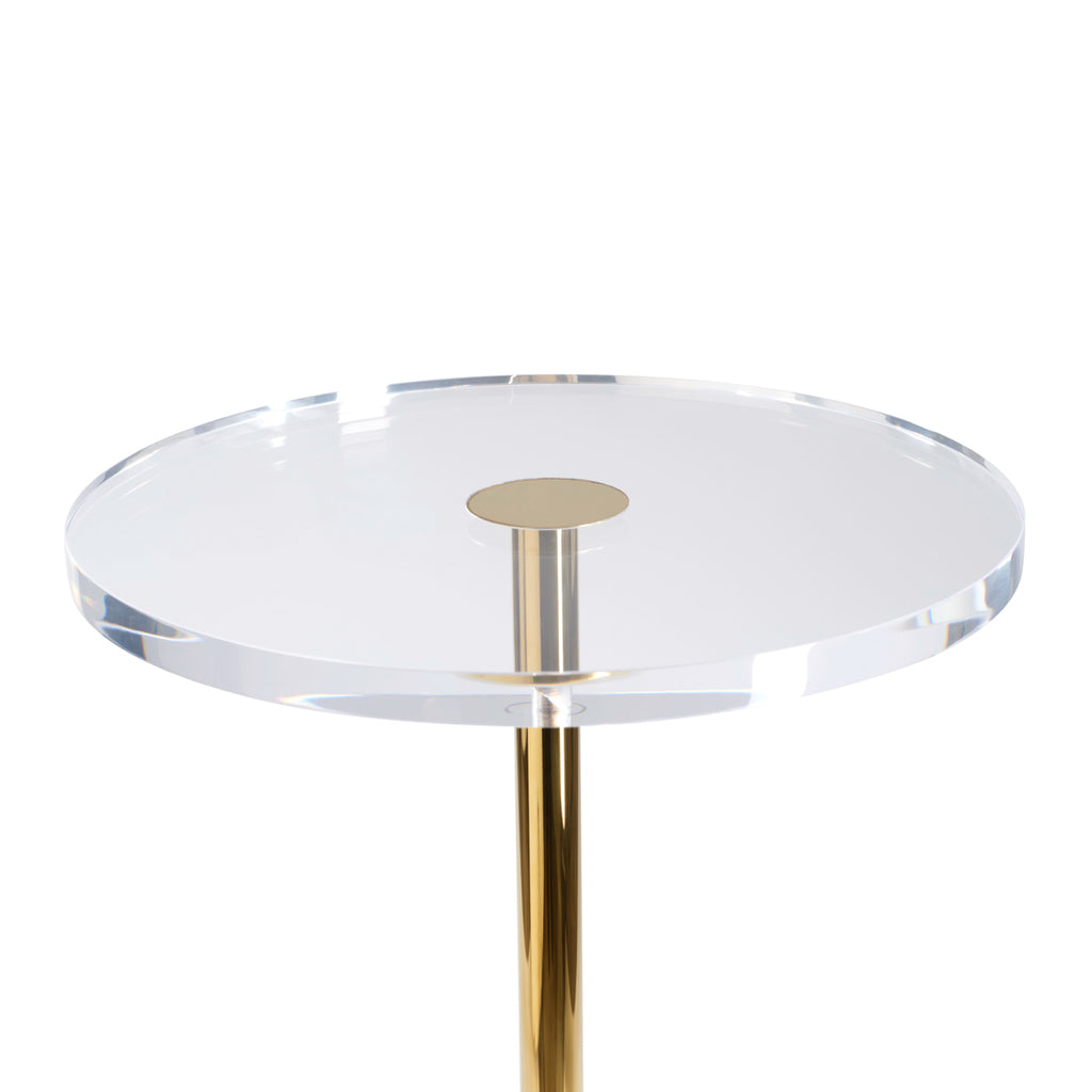 Zelia Side Table - Clear Acrylic & Brass
