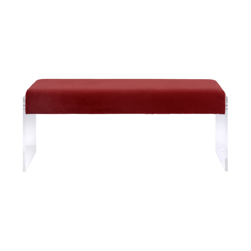 Century Bench - Clear Acrylic & Crimson