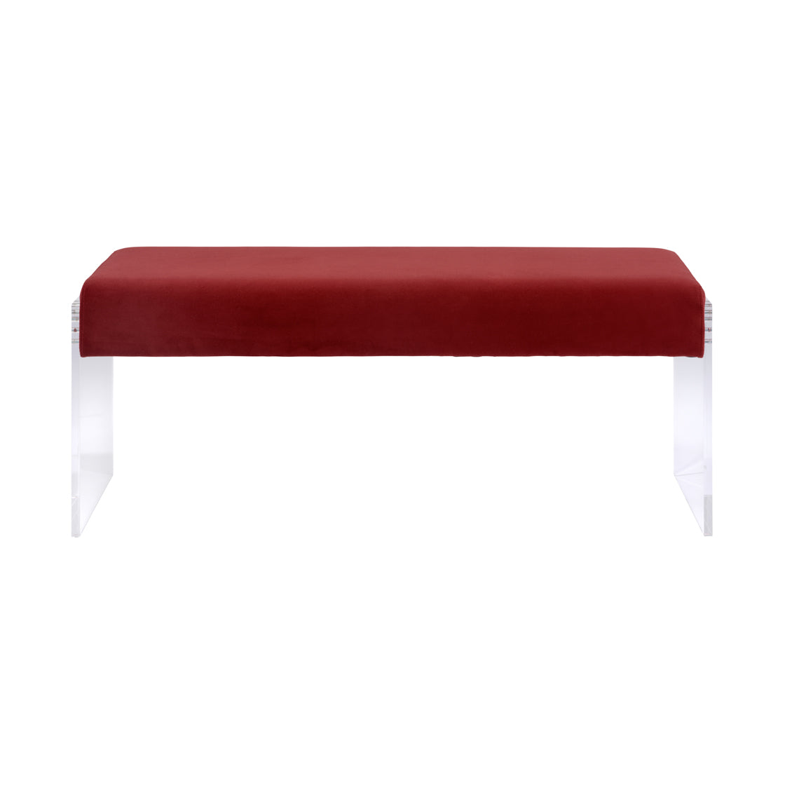 Century Bench - Clear Acrylic & Crimson