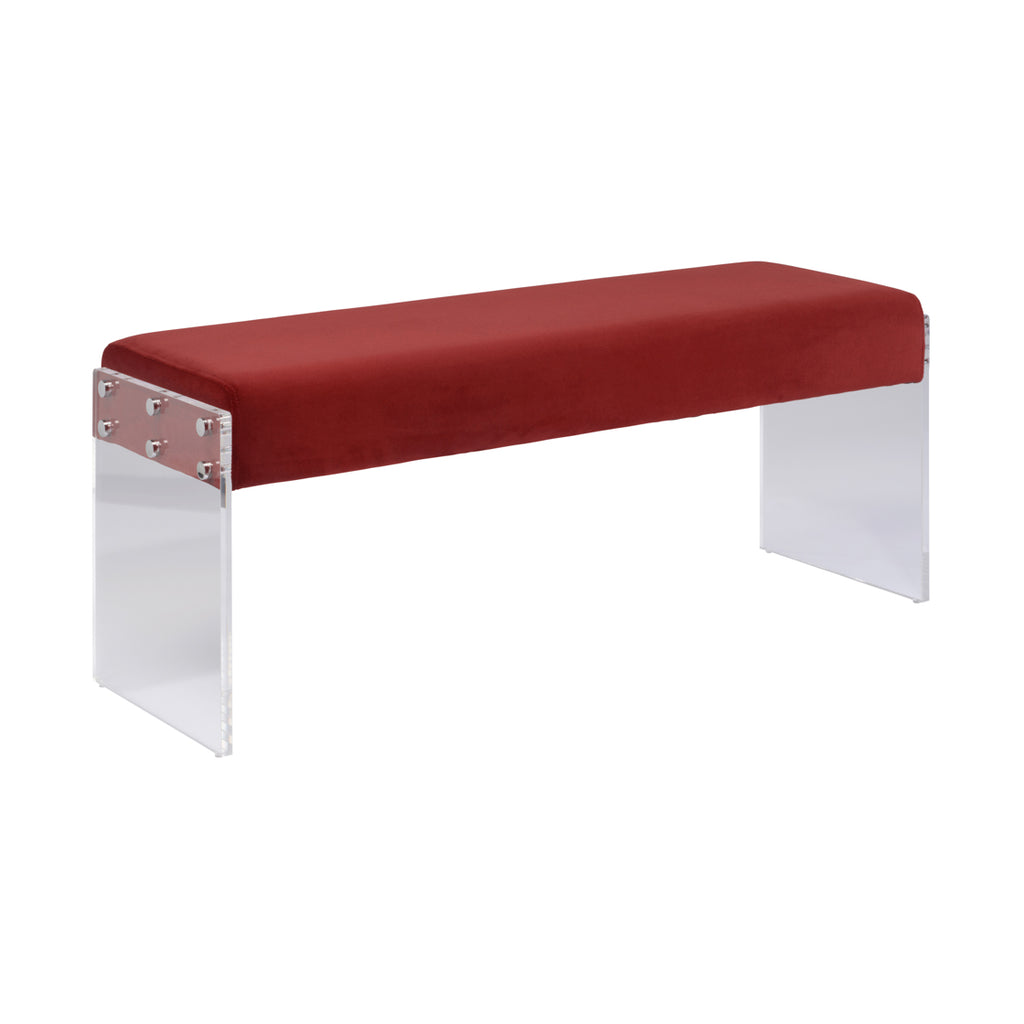 Century Bench - Clear Acrylic & Crimson