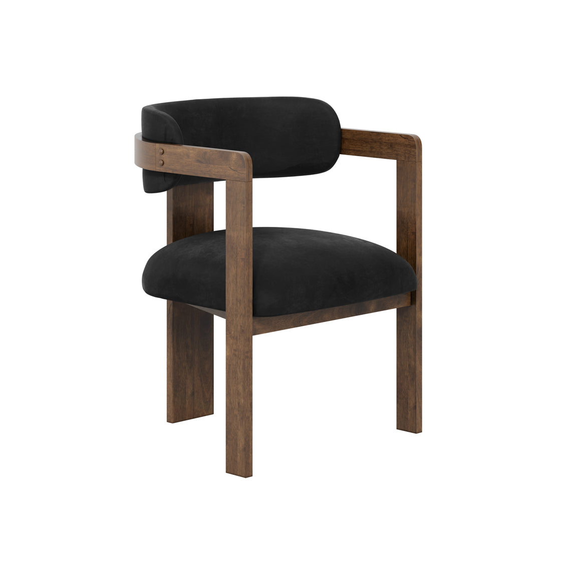 Keaton Velvet Dining Chair - Black & Walnut
