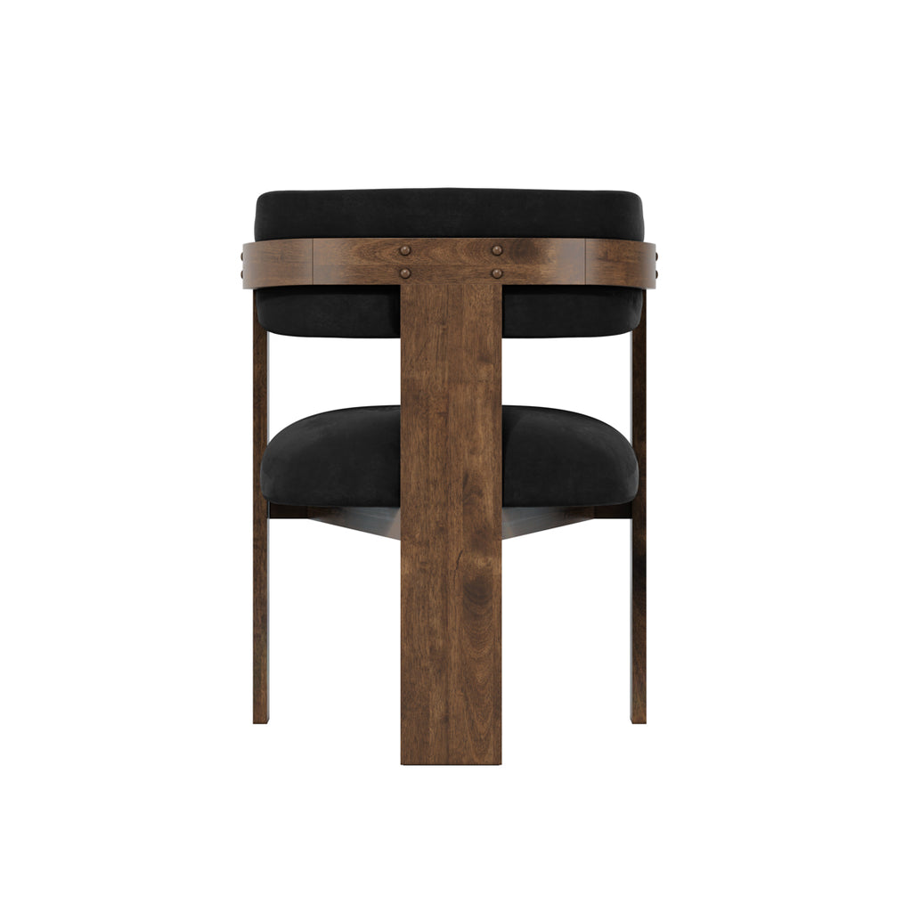 Keaton Velvet Dining Chair - Black & Walnut