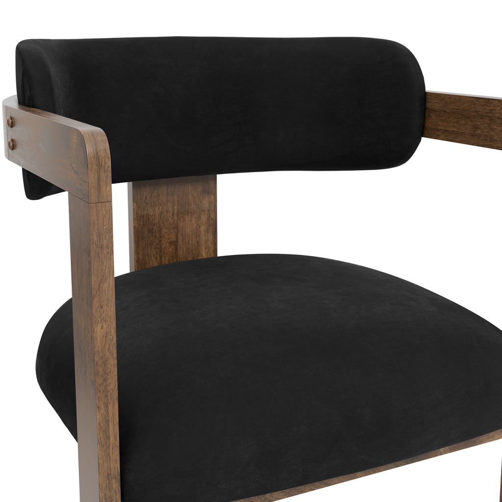 Keaton Velvet Dining Chair - Black & Walnut