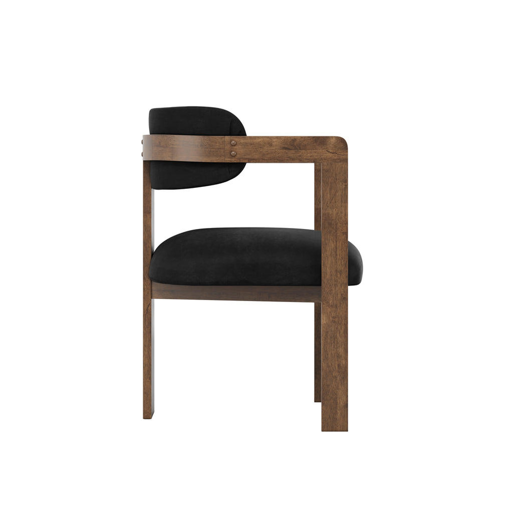 Keaton Velvet Dining Chair - Black & Walnut