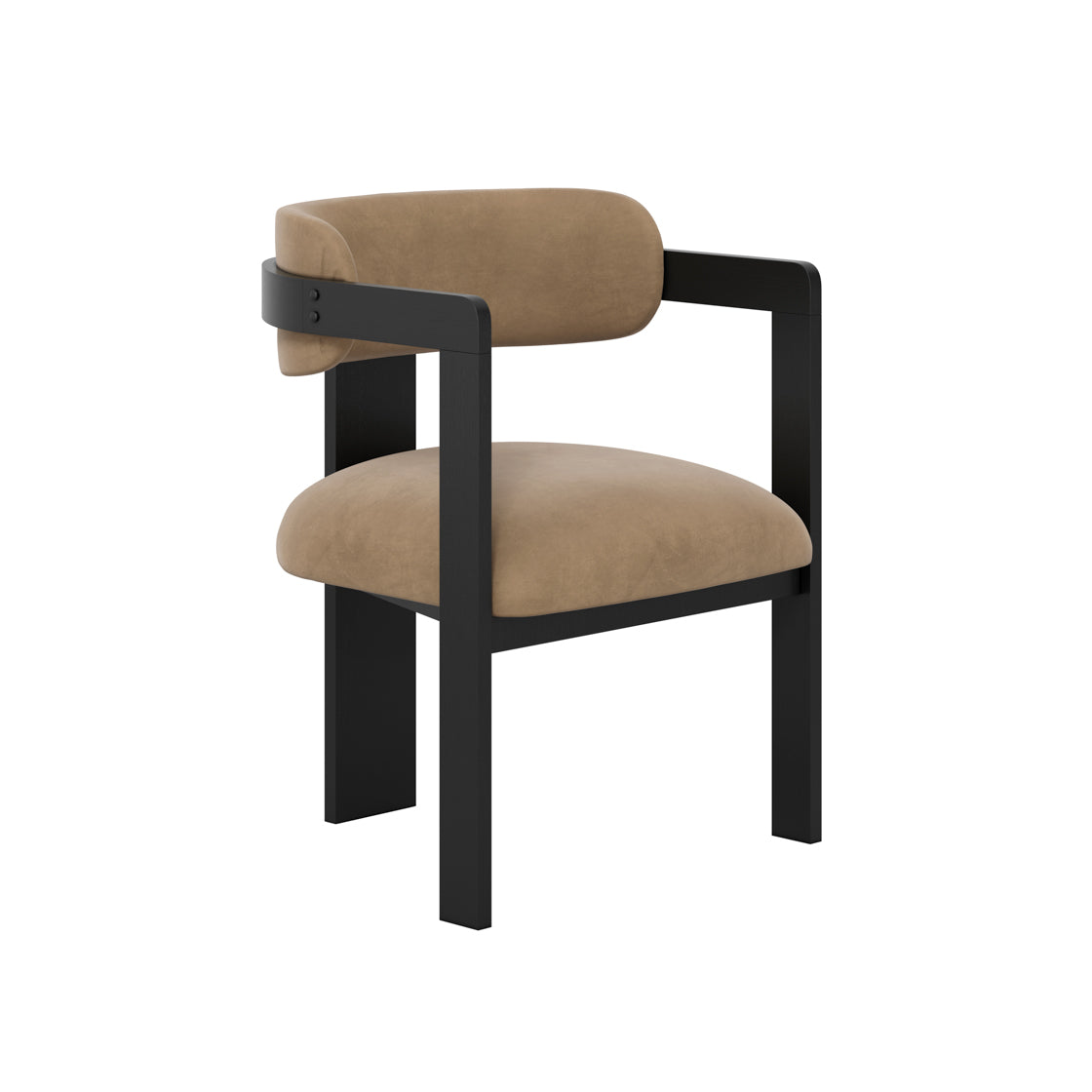 Keaton Velvet Dining Chair - Black & Camel