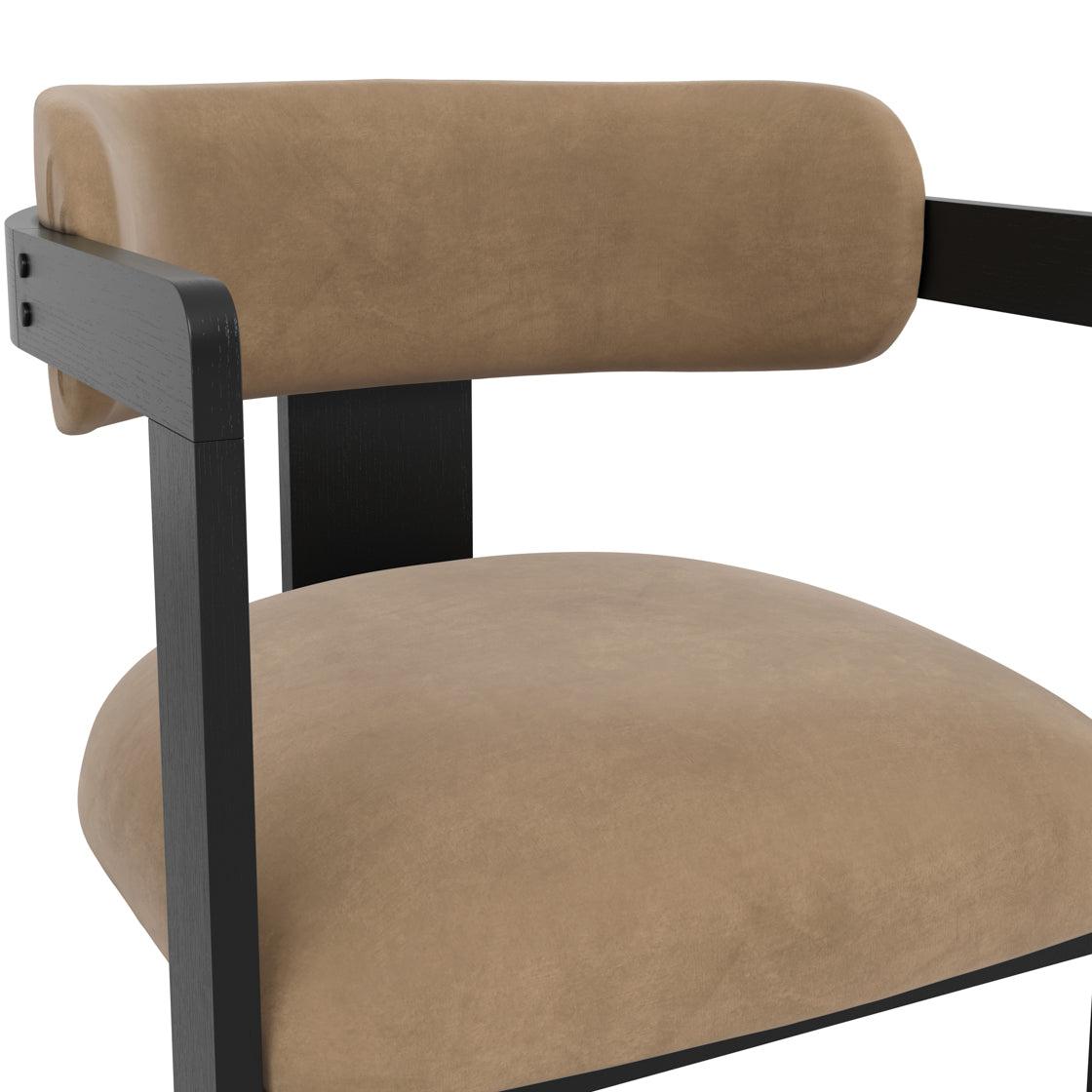 Keaton Velvet Dining Chair - Black & Camel