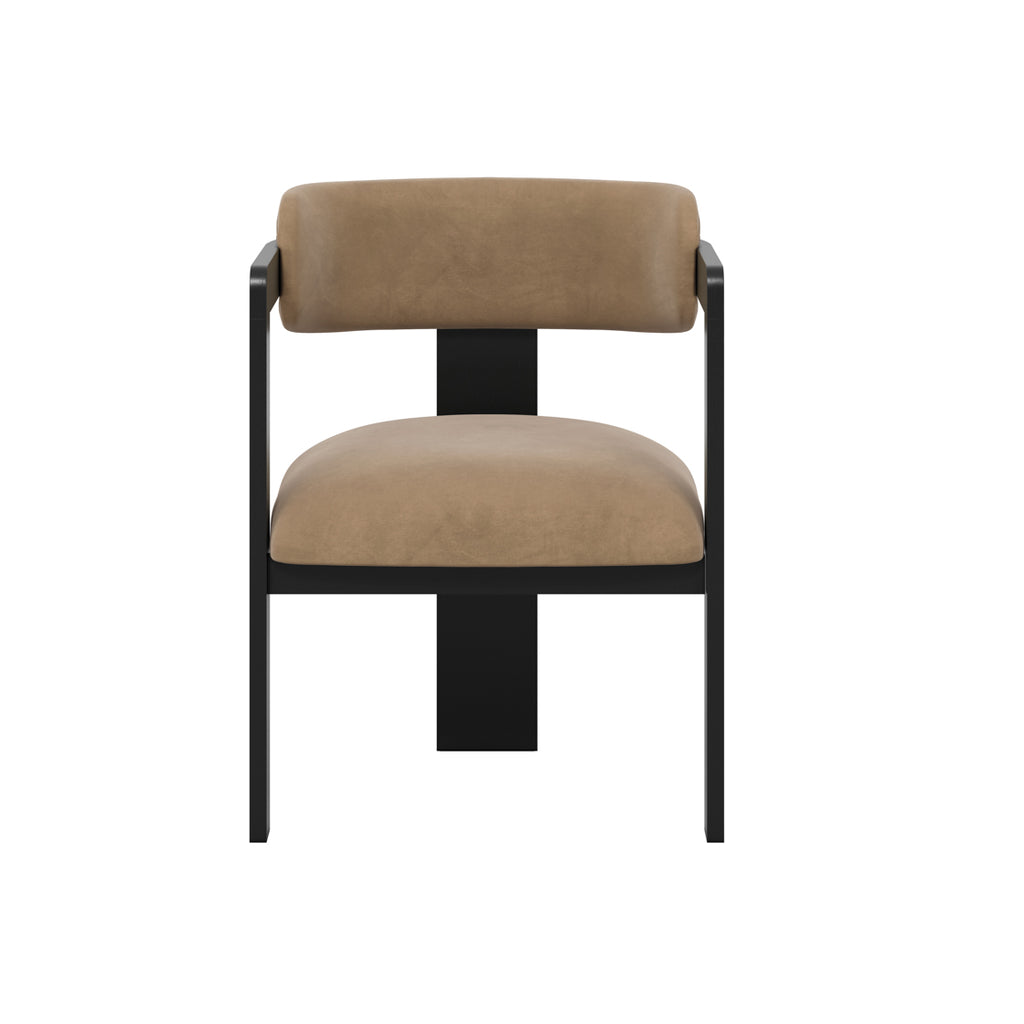 Keaton Velvet Dining Chair - Black & Camel