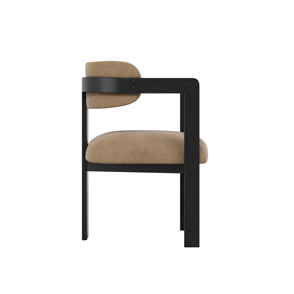 Keaton Velvet Dining Chair - Black & Camel