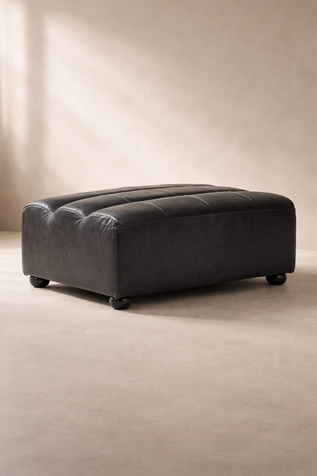 Marconi Modular Ottoman – Antique Black Leather