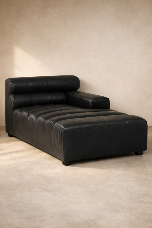 Marconi Right Arm Modular Chaise – Antique Black Leather