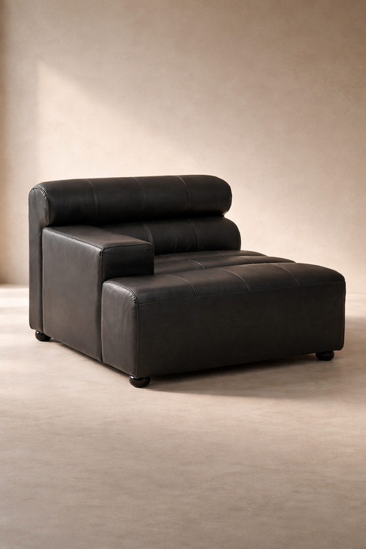 Marconi Left Arm Modular Sofa Piece – Antique Black Leather