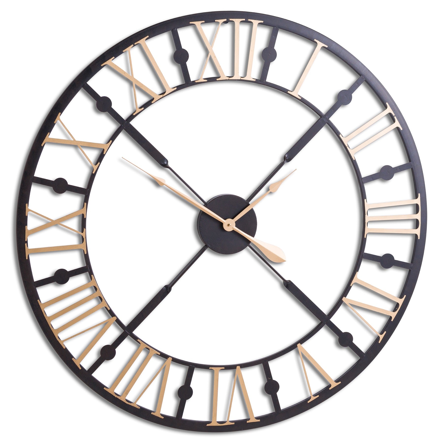 Marlow Black And Gold Skeleton Clock
