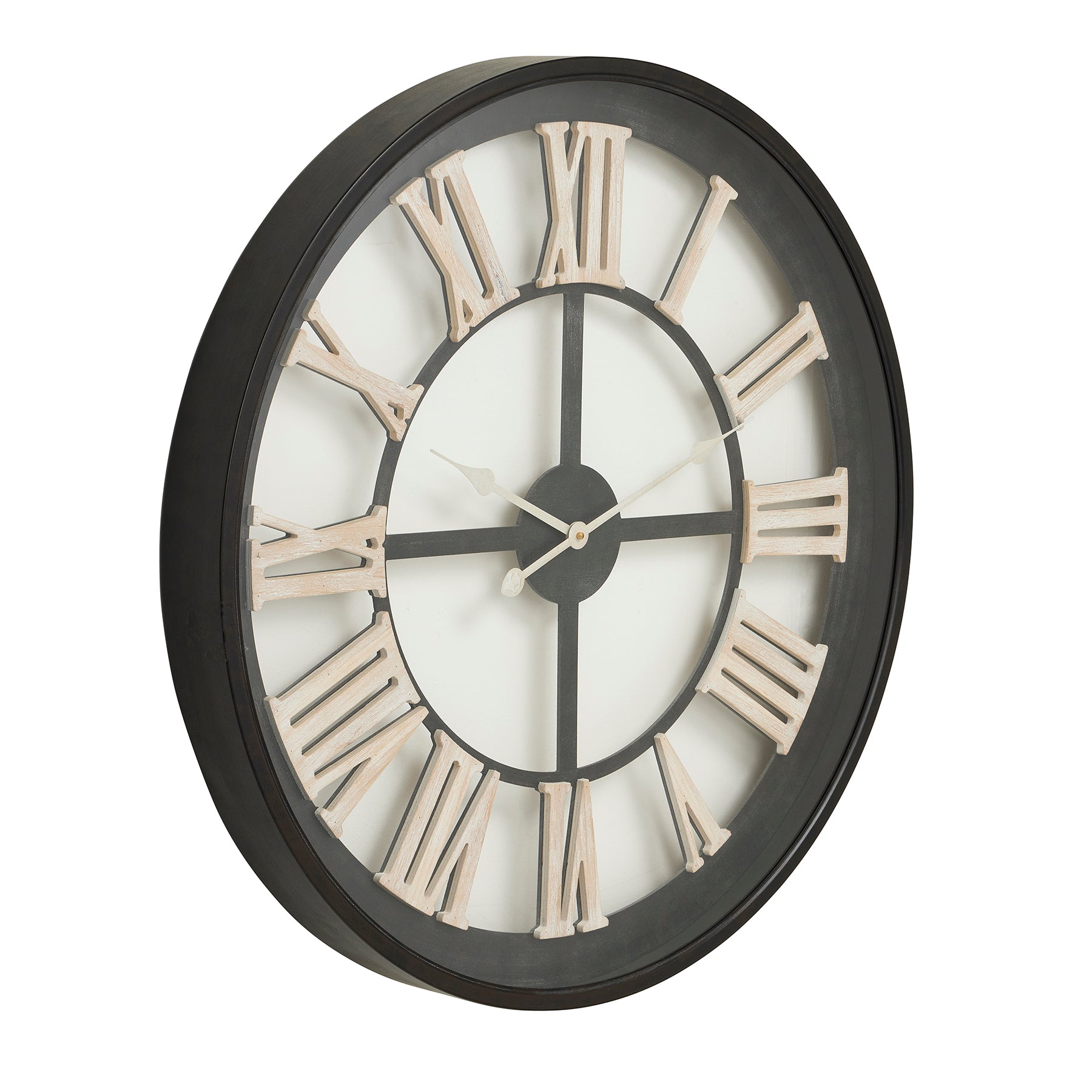 Marlow Black Framed Skeleton Clock With White Roman Numerals