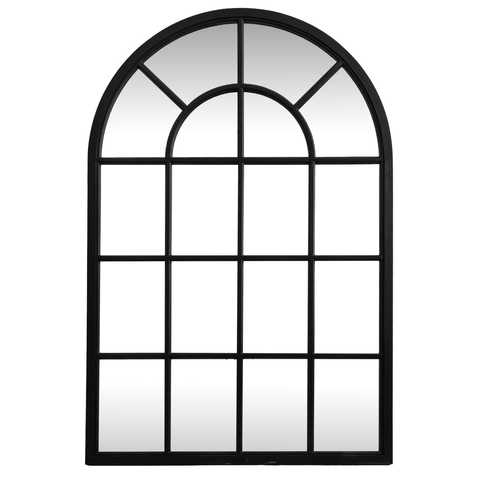 Marlow Black Wood Arched Window Mirror