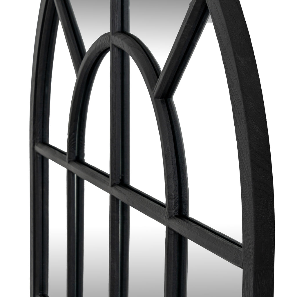 Marlow Black Wood Arched Window Mirror