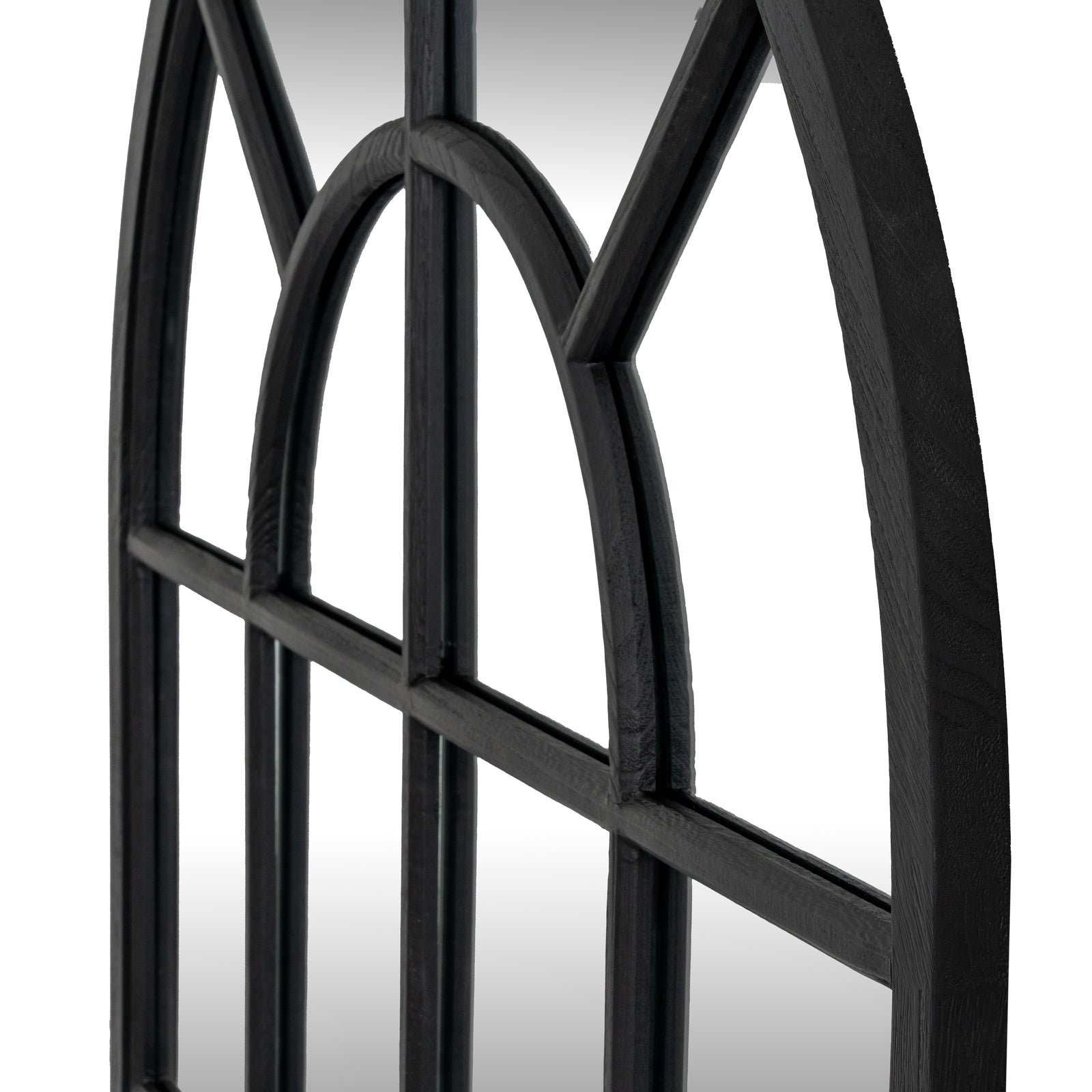 Marlow Black Wood Arched Window Mirror
