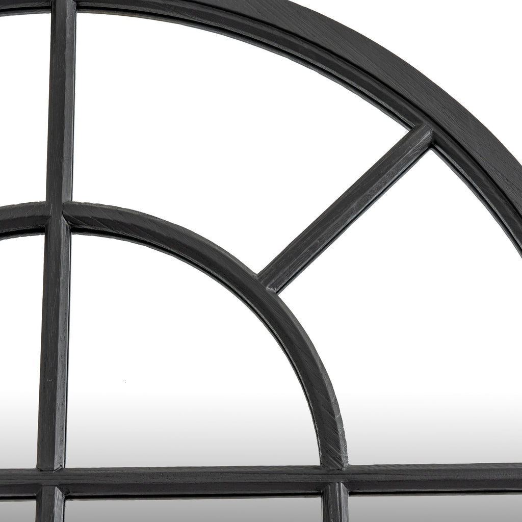 Marlow Black Wood Arched Window Mirror