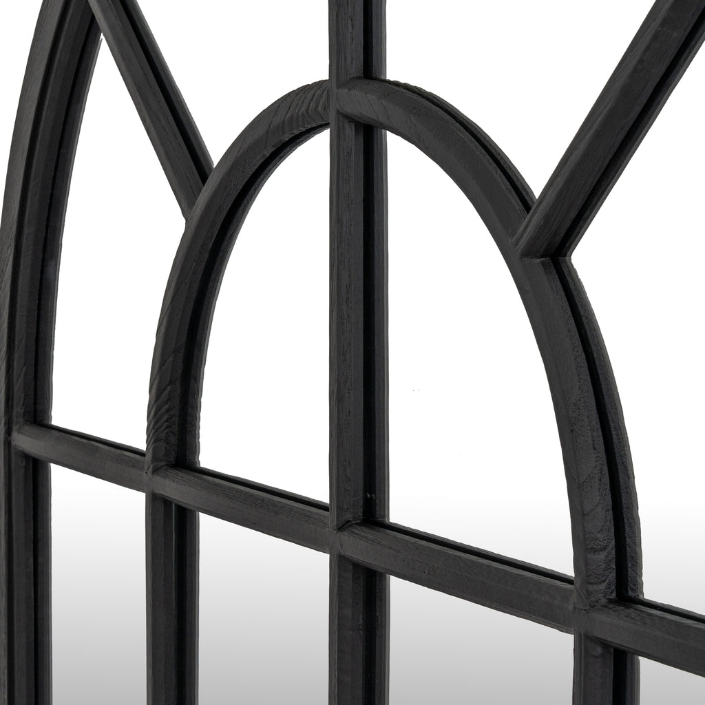 Marlow Black Wood Arched Window Mirror