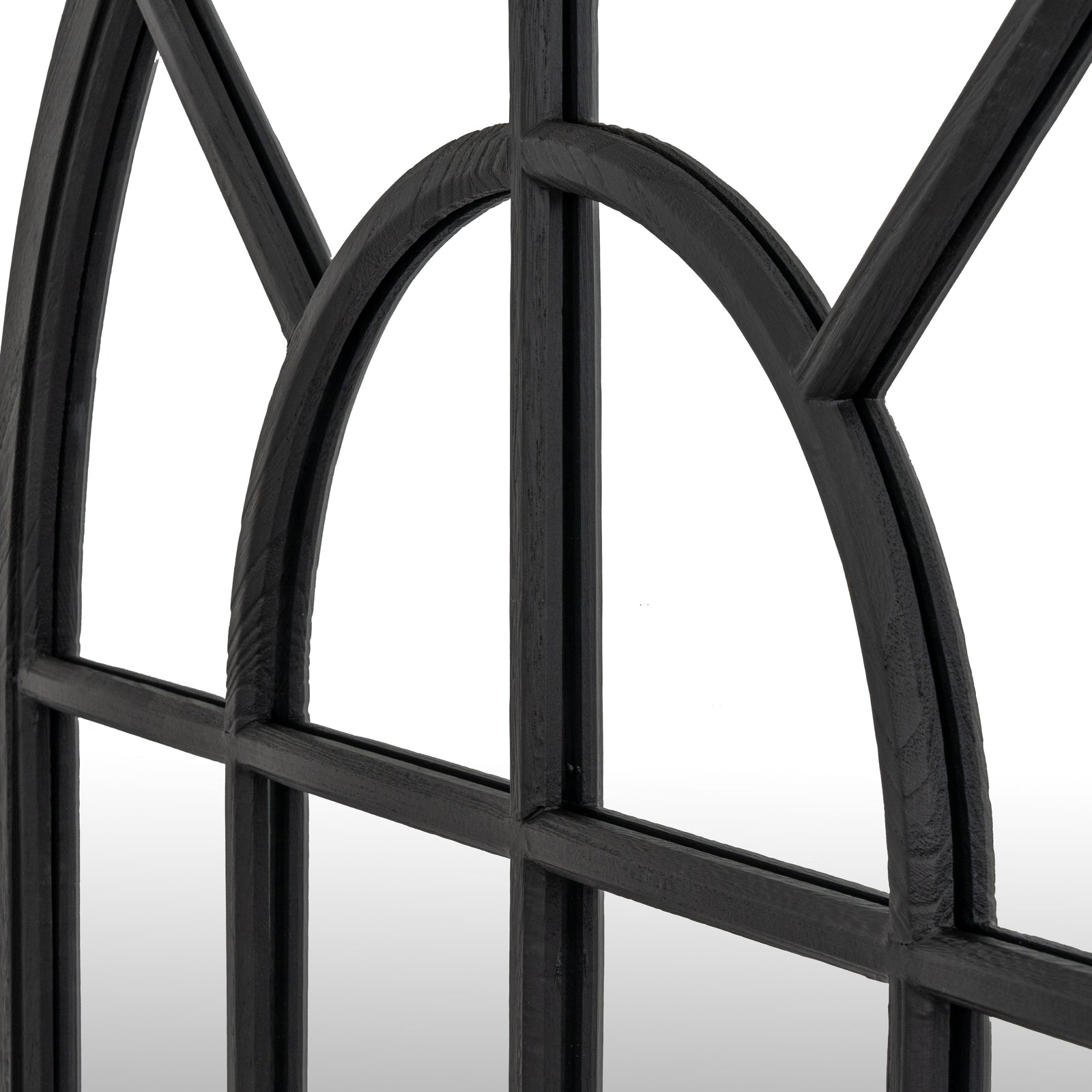 Marlow Black Wood Arched Window Mirror