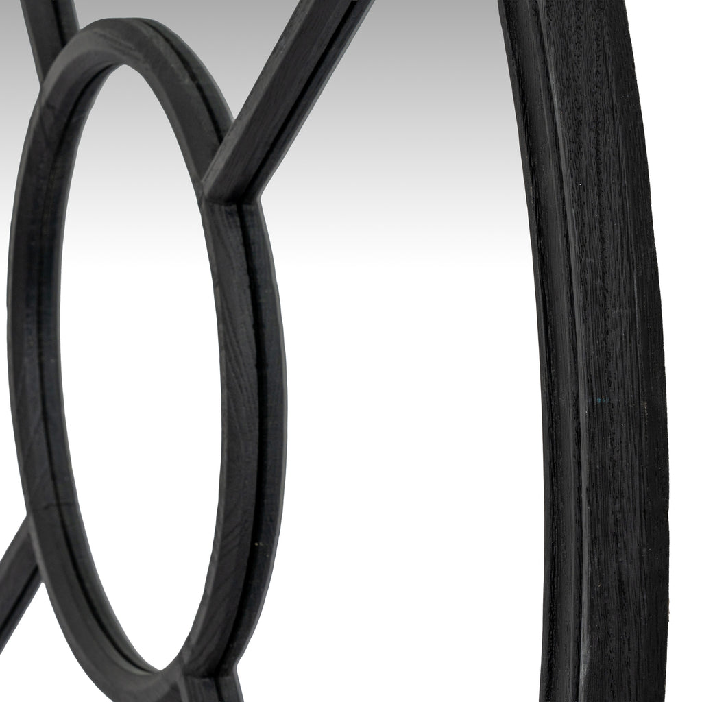 Marlow Black Wood Round Window Mirror