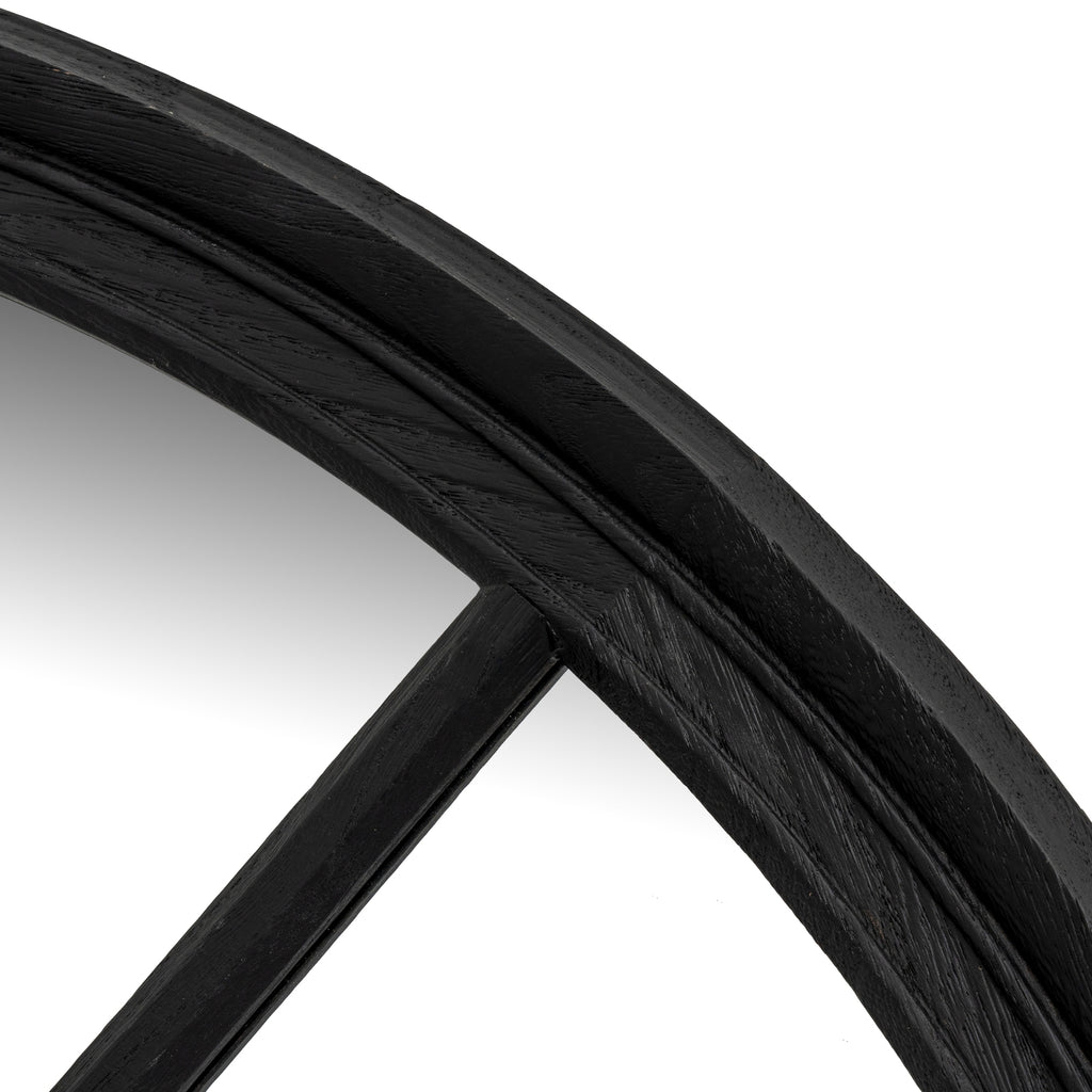 Marlow Black Wood Round Window Mirror