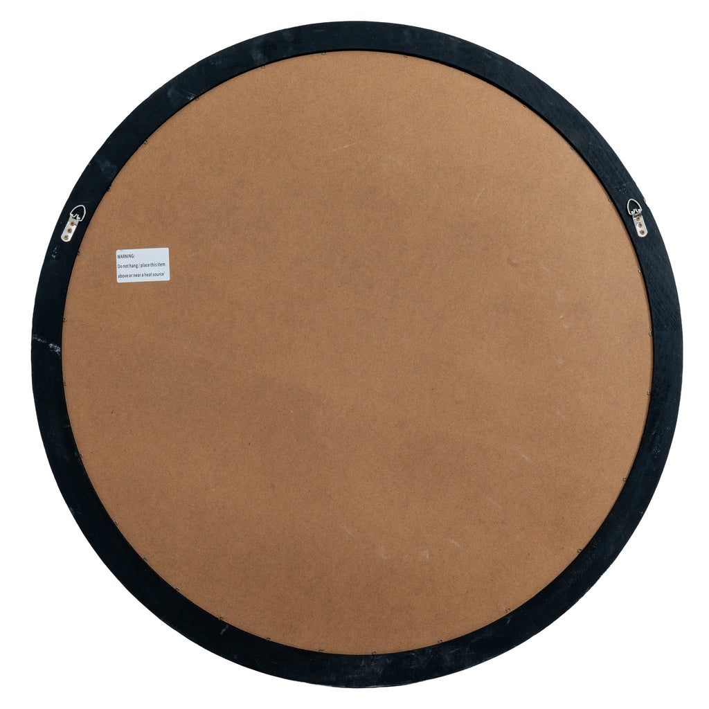 Marlow Black Wood Round Window Mirror
