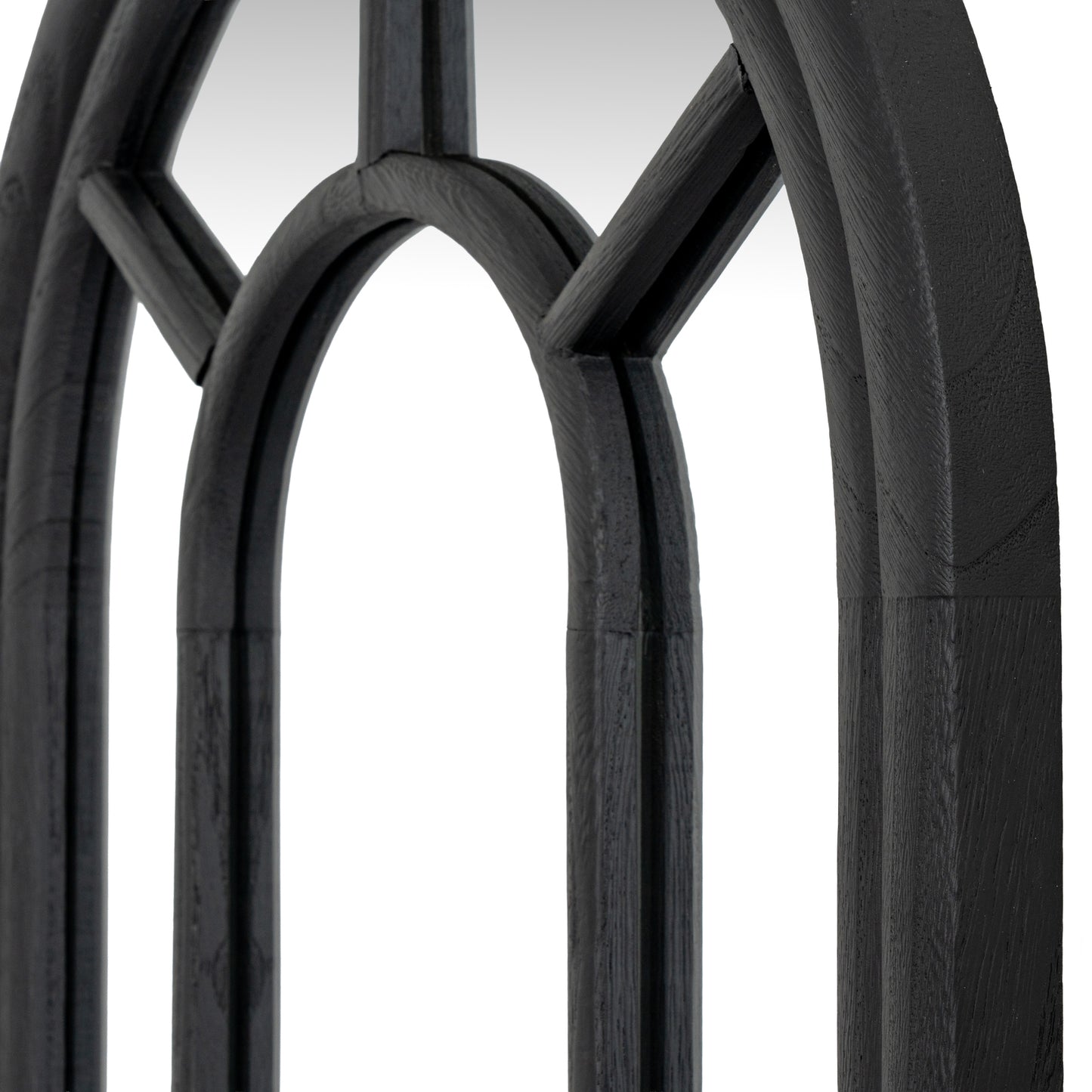 Marlow Black Wood Tall Arched Window Mirror