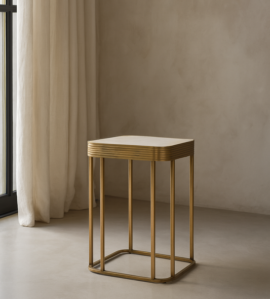 Mercer Side Table - Gold & Mirror