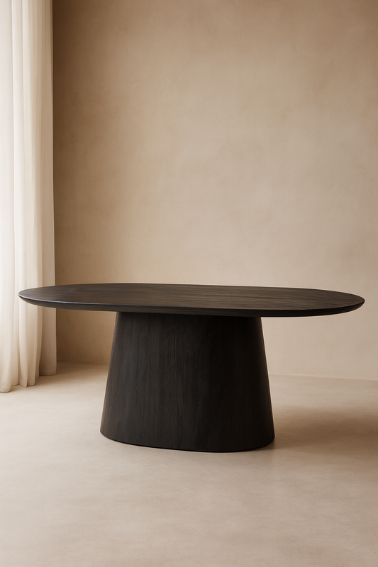 Noah Mango Wood Dining Table - Oval - Black