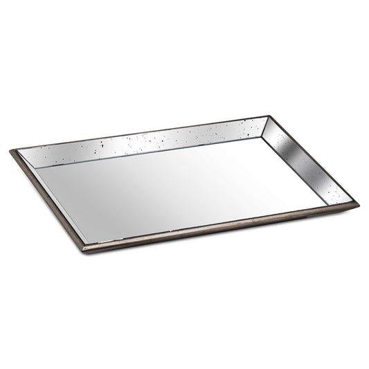 Petra Distressed Rectangular Mirrored Tray - Large