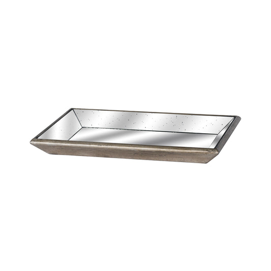 Petra Distressed Rectangular Mirrored Tray - Medium