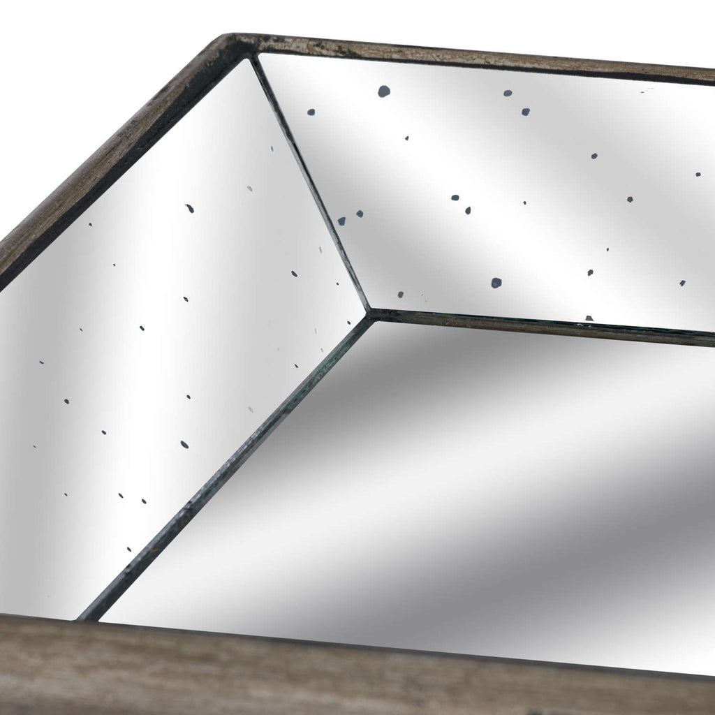 Petra Distressed Rectangular Mirrored Tray - Medium