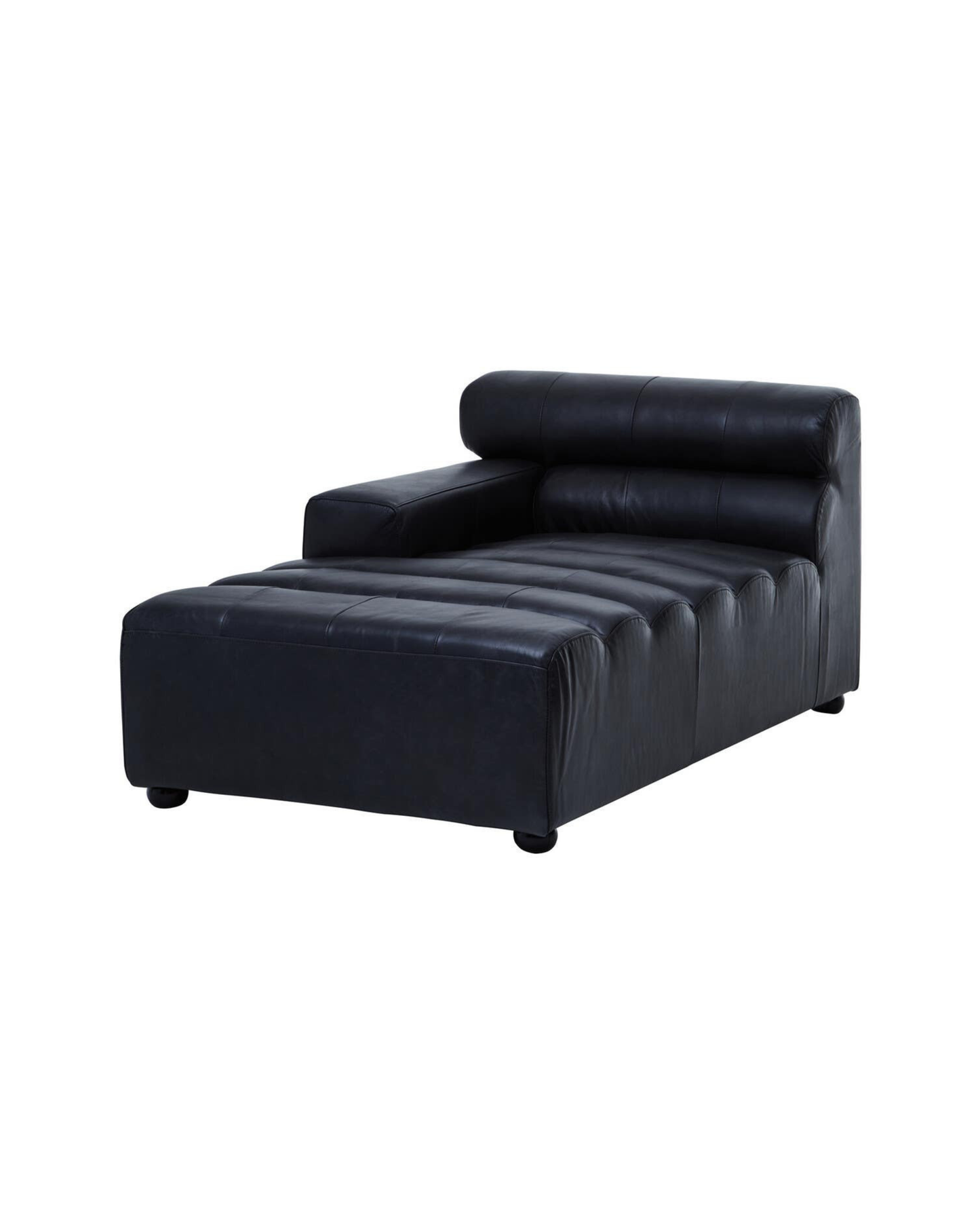 Marconi Left Arm Modular Chaise – Antique Black Leather