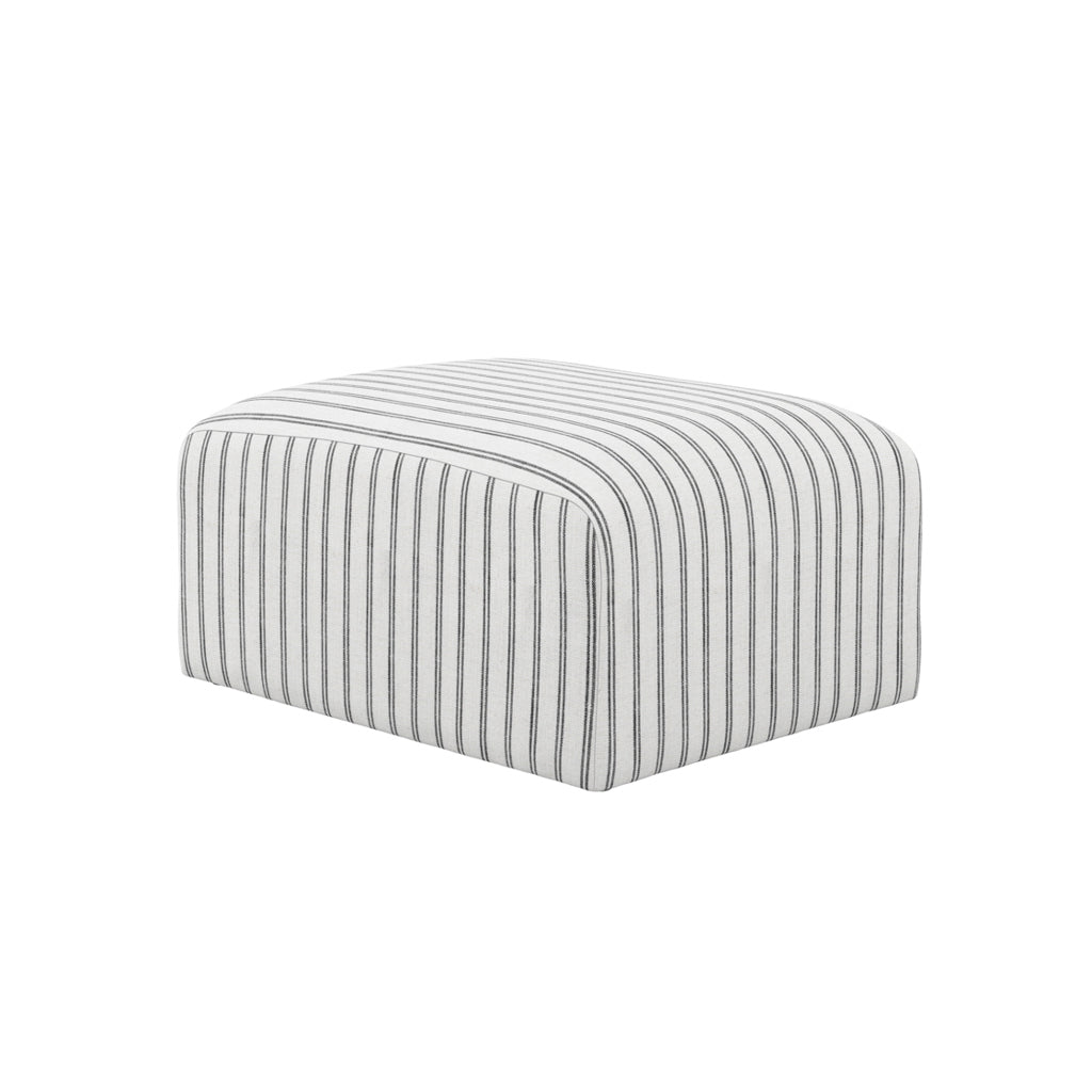 Selby Striped Pouffe - White & Blue