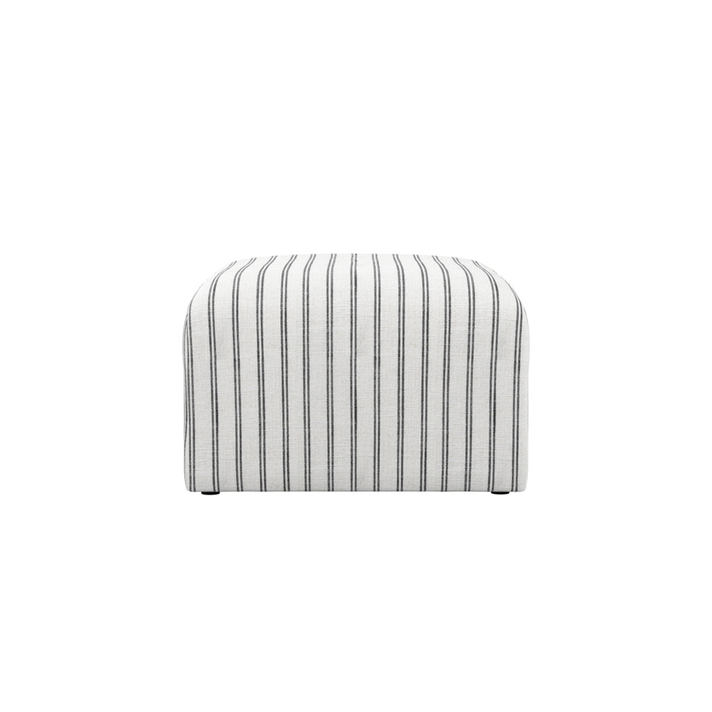Selby Striped Pouffe - White & Blue