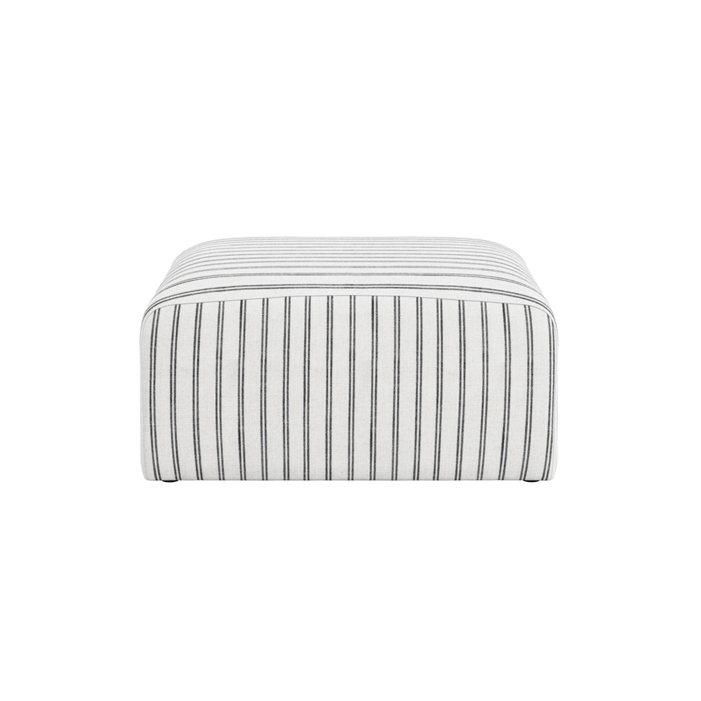Selby Striped Pouffe - White & Blue
