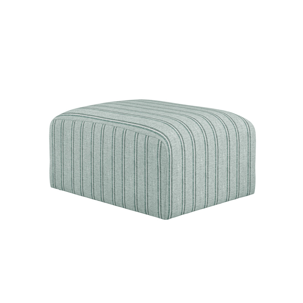 Selby Thick Striped Pouffe - Verdigris & Blue