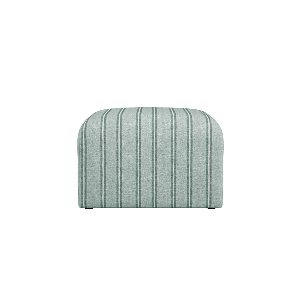 Selby Thick Striped Pouffe - Verdigris & Blue
