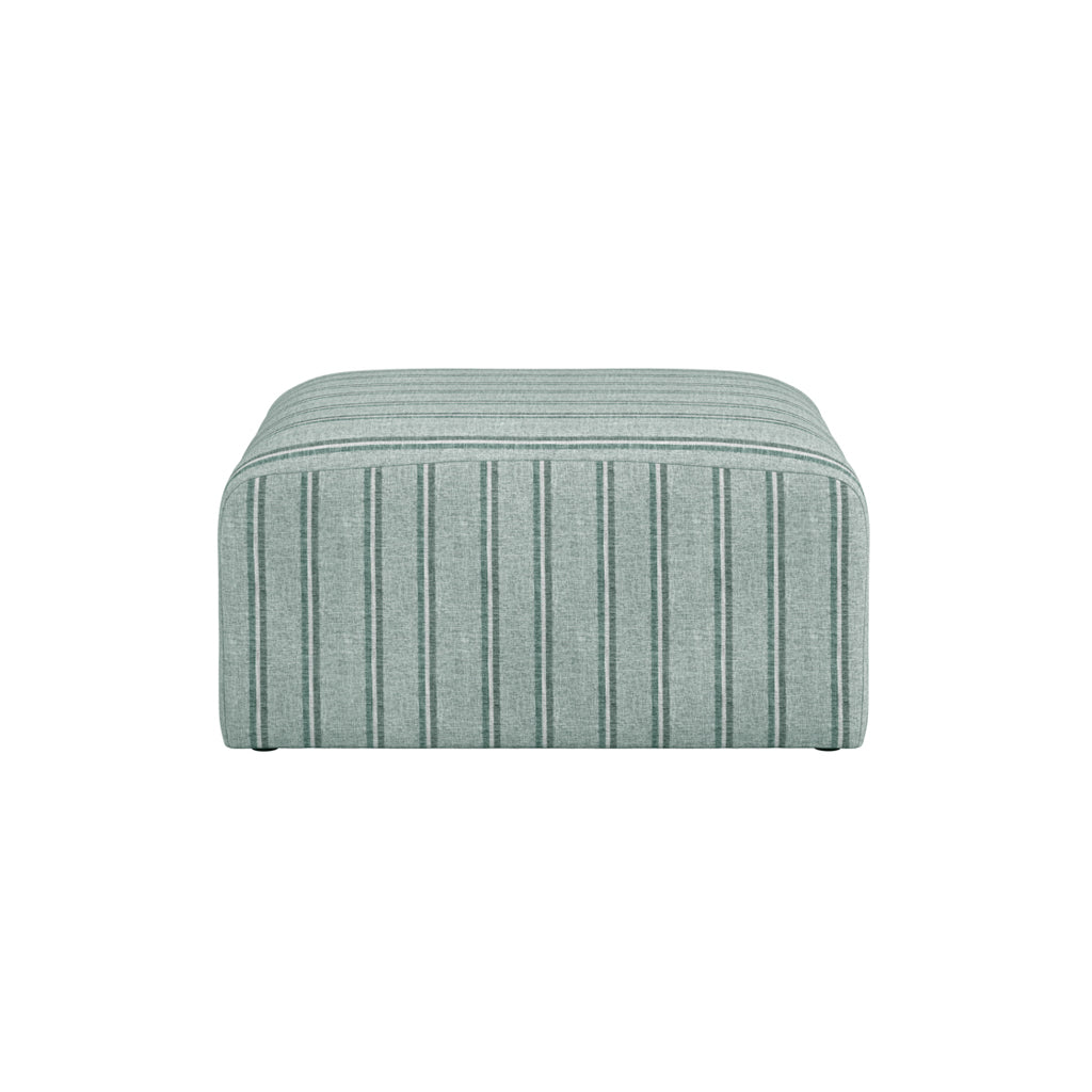 Selby Thick Striped Pouffe - Verdigris & Blue